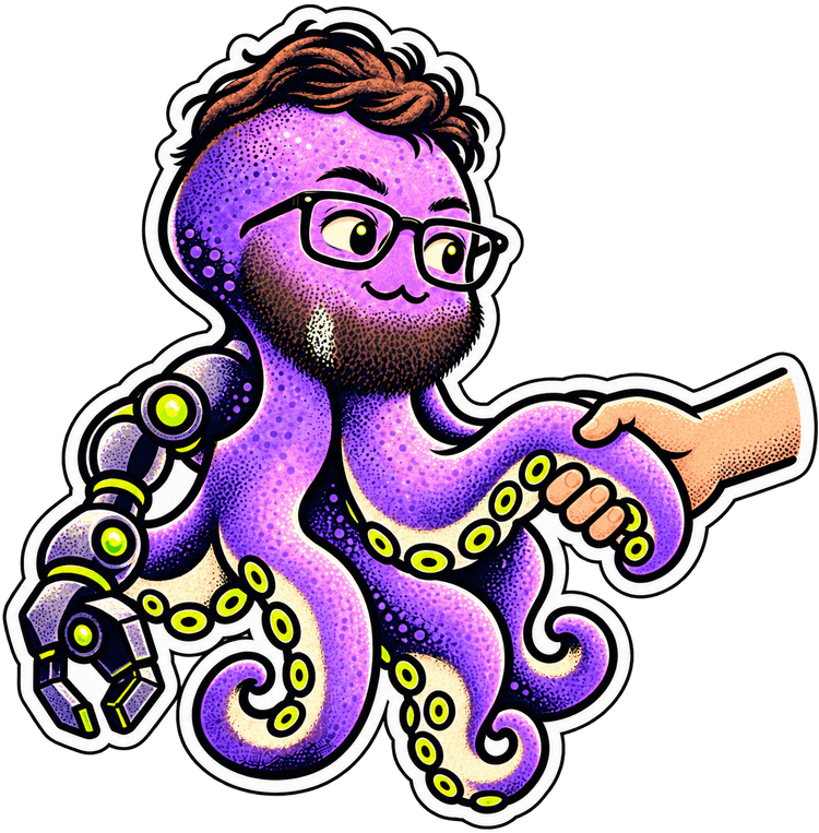 Octo shaking a human hand